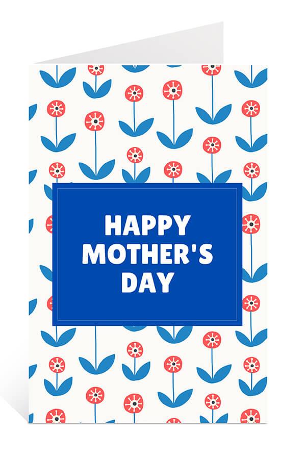 Download Free Printable Mother's Day Card: Red and Blue Flowers