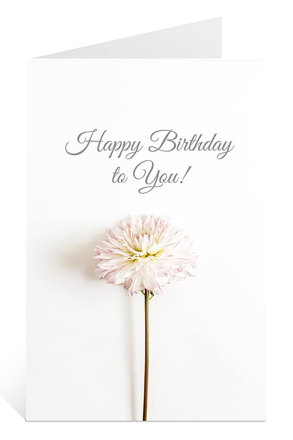 Romantic floral birthday cards to print for free with White Flower