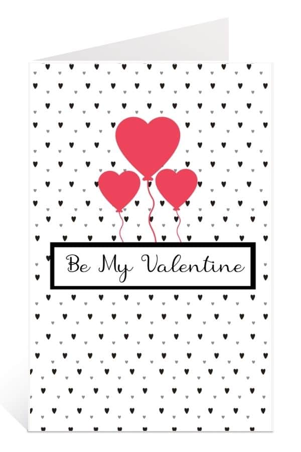 Mock-up Card of printable valentine cards be my valentine black red