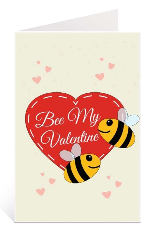 Mock-up Card of printable valentine cards bee my valentine
