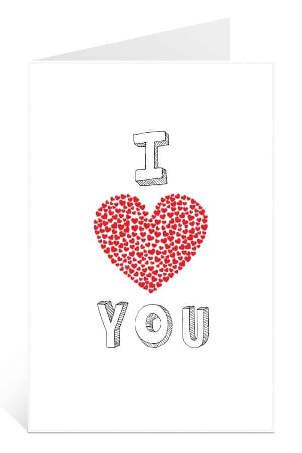 Mock-up Card of printable valentine cards i heart you