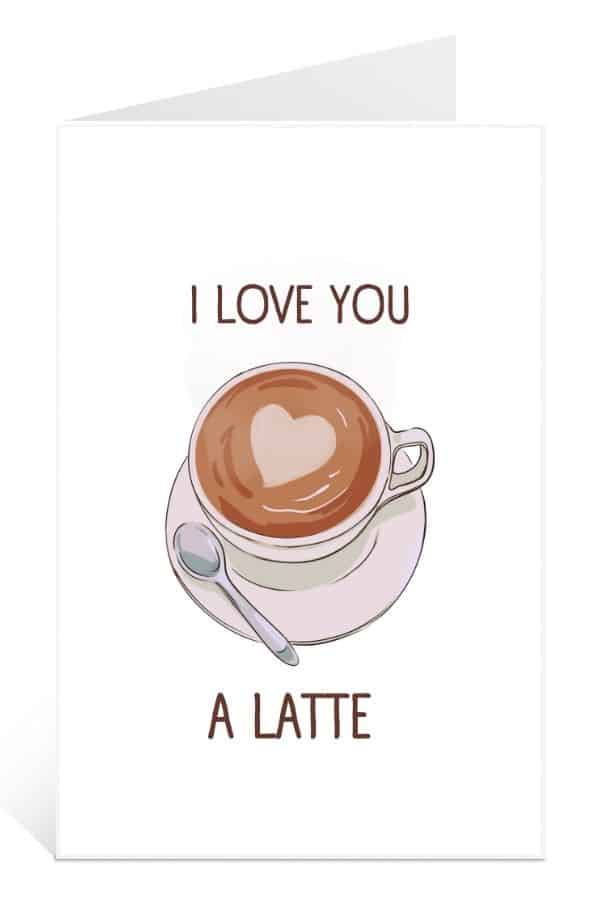 Mock-up Card of printable valentine cards love you latte