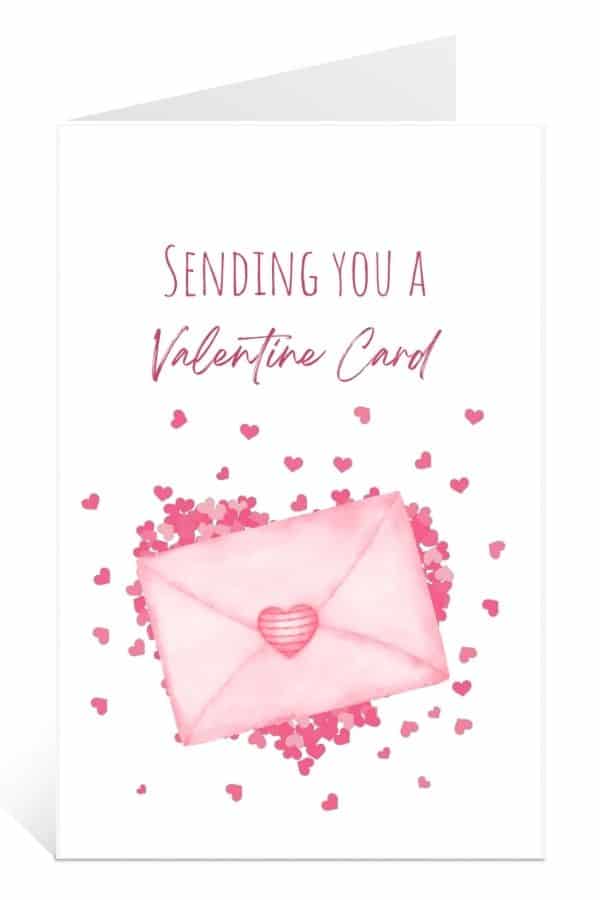 Mock-up Card of printable valentine cards sending you a valentine card